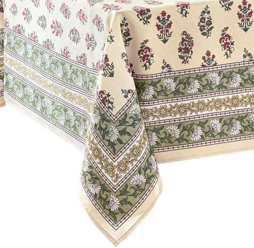 Nomad Harvest Block Print Rectangle Tablecloth, Multicolor - 60" W x 120" L by ElreneHomeFashions