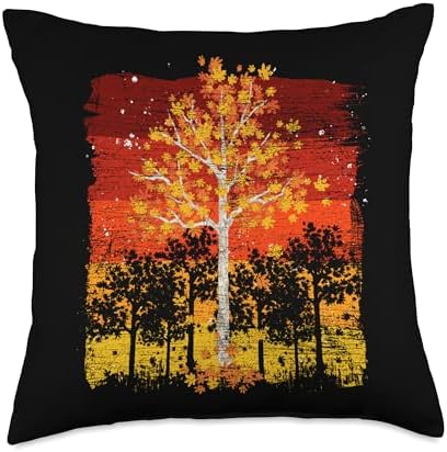 Fall Landscape Thanksgiving Autumn Leaves Forest Fall Throw Pillow by Unknown