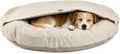 2-in-1 Human & Pet Shared Round Sofa Dog Bed with High Resilience Foam, Modern Neutral Tone Indoor Pet Furniture(Beige)
