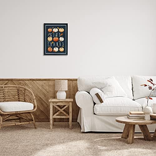 Autumn Pumpkins Give Thanks Holiday, 16 x 20 Inch Framed Giclée Print - Image 3