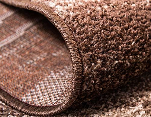 Unique Loom Autumn Collection Modern Contemporary Casual Abstract Area Rug (Brown/ Beige Border, 3 ft 3 in Round) - Image 6