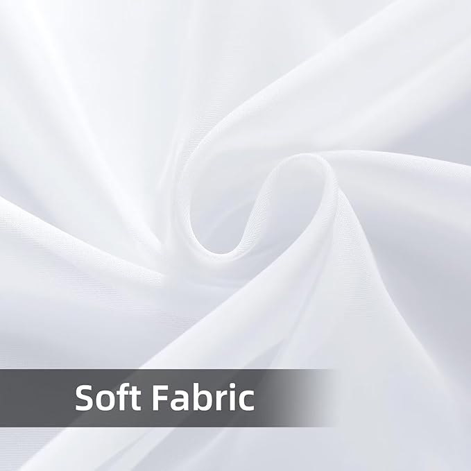 youleyar Solid Sheer Rod Pocket Curtain Voile Draperies 4 Panels White Beige - Image 7