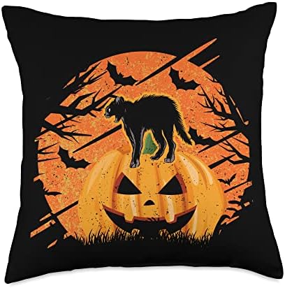 Halloween Costume Cat Autumn Pumpkin Thanksgiving Meowing Throw Pillow by Unknown