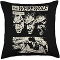 Man to Beast Halloween Vintage Horror Monsters Classic Movie Monster Horror Comic Werewolf Man Wolf Throw Pillow, 18x18, Multicolor