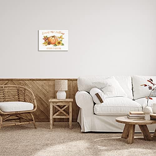 Stupell Industries Leaves Falling Autumn Calling Sentiment Pumpkin Pinecone Sunflower - Image 3