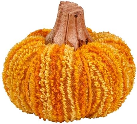 47th & Main Fall Décor Fabric Pumpkin Tabletop Mantel Shelf Thanksgiving Halloween Decorations for Home, Small, Golden Harvest - Image 2