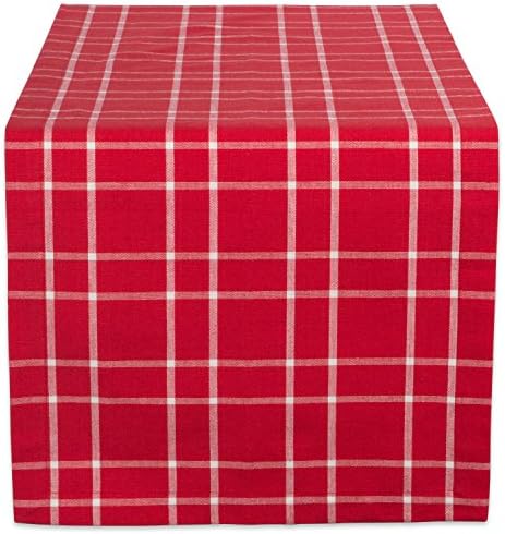 DII Holiday Dining Table Linen Collection Holly Berry Plaid, Christmas Table Runner 14x108, Red & White by DII