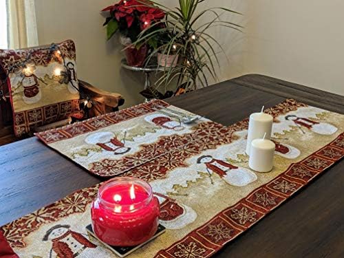 Tache Home Fashion Winter Snowman Woven Tapestry Table Runners, 13x90 - Image 6