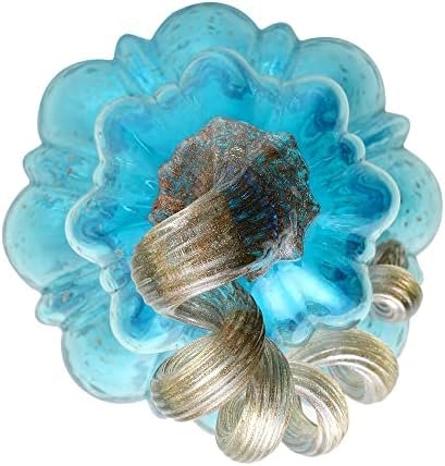 Glitzhome 8.5'' Hand Blown Glass Pumpkin Table Top Home Décor, Blue (JK92053)