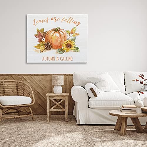 Stupell Industries Leaves Falling Autumn Calling Sentiment Pumpkin Pinecone Sunflower - Image 3