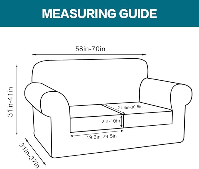 Turquoize 3 Piece Sofa Covers For 2 Cushion Couch Sofa Slipcover Soft Couch Cover For Dogs-Washable Sofa Furniture Covers With 2 Individual Cushion Covers, Thick Jacquard Fabric (Loveseat, Dusty Blue)