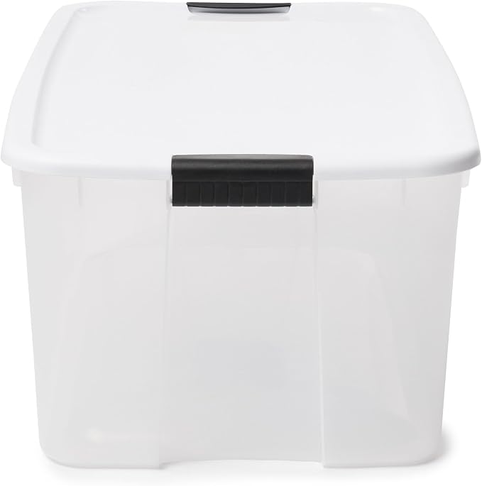Sterilite Ultra Latch Box with Lids for Home and Office, 116 Quart, 8-Pack | Heavy-Duty and Stackable Plastic Containers with Latches for Closet, Cabinet, Bedroom, Bathroom and Dorm Room Organization