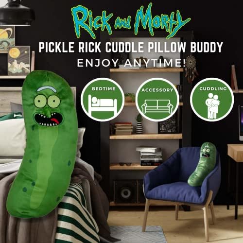 Pickle Rick And Morty Adult Swim Super Soft Plush Cuddle Pillow Buddy, (100% Officially Licensed Product) By Franco Collectibles
