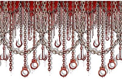 Beistle Bloody Chains & Hooks Wall Backdrop, 4’ x 30’ - Spooky Halloween Decoration, Photo Backdrop