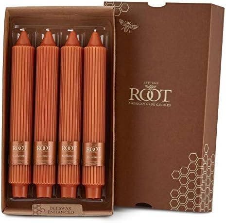 Root 4-Count Unscented Grecian Collenette Candles, 9-Inch, Rust by RootCandles