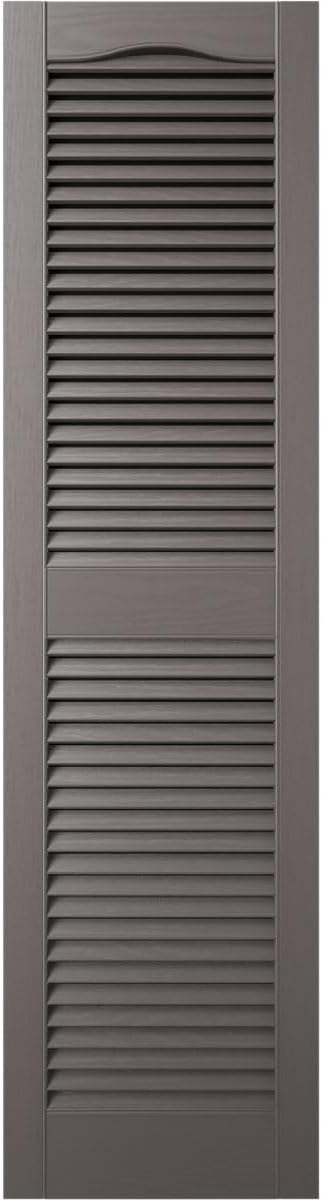 Ekena Millwork Lifetime Vinyl LL1S12X03600MS Standard Cathedral Top Center Mullion, Open Louver Vinyl Shutters, w/Installation Shutter-Lok's & Matching Screws (Per Pair), 12"W x 36"H, Musket Brown