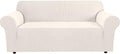 H.VERSAILTEX Stretch Sofa Covers for 3 Cushion Couch Covers Sofa Slipcovers for Living Room Feature Thick Checked Jacquard Fabric with Elastic Bottom, Sofa Large - Ivory