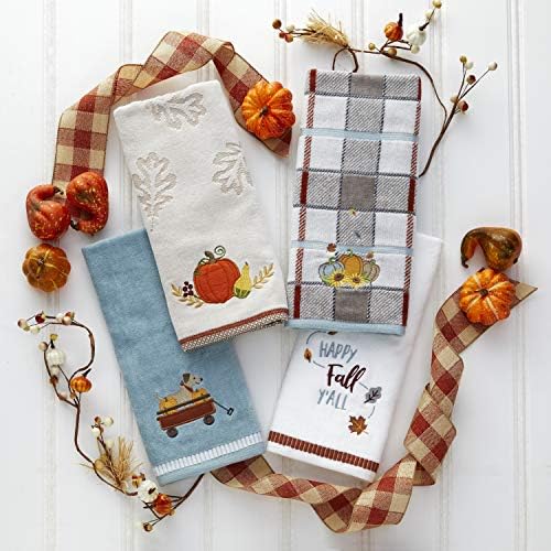SKL Home Fall/Thanksgiving Traditional Pumpkin Hand Towel Set-2pc, Natural