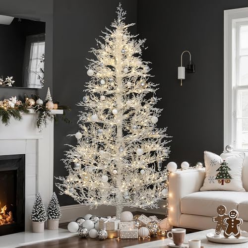 YITAHOME 7.5ft Prelit Birch Tree White Aspen Fir Christmas Tree with Remote - Image 2