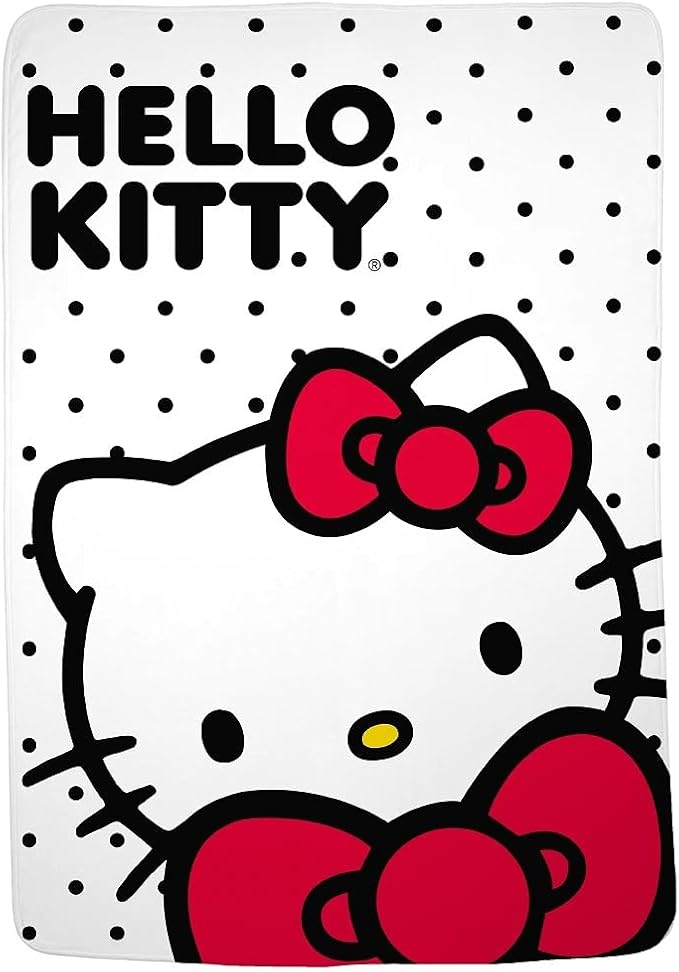 Collectibles Hello Kitty Polka Dot Bedding Super Soft Cozy Blanket, 62 in x 90 in, (Officially Licensed Product) by Franco