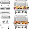 VEVOR Chafing Dish Buffet Set, 8 Qt 2 Pack, Stainless Steel Chafer with 2 Full Size Pans, Rectangle Catering Warmer Server with Glass Lid Water Pan Folding Stand Fuel Holder, for Wedding Party Banquet by VEVOR