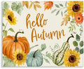 Hello Autumn Fall Plants Border, 16 x 20 Inch Canvas Wall Art by StupellIndustries