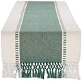 DII Dobby Stripe Table Runner, 13x72 Dark Green & Cream Background by DII