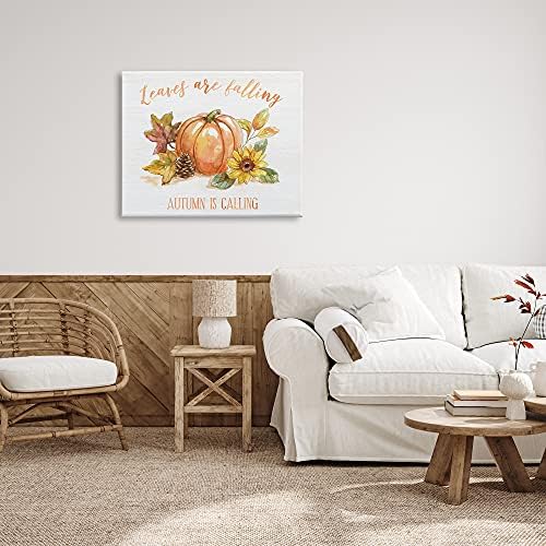 Stupell Industries Leaves Falling Autumn Calling Sentiment Pumpkin Pinecone Sunflower - Image 3