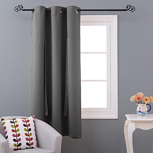 NICETOWN Blackout Roman Shades Curtains - Grey Bathroom Window Treatments Tie Up Curtain Valance for Small Window (Grommet Top Panel, 46 inches W x 63 inches L, Gray) - Image 4