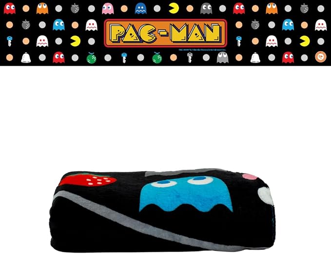 PAC-MAN Retro Cozy Throw 46 in x 60 in – Soft Cozy Plush for Couch, Bed & Travel, Collectible Gift (100% Officially Licensed Product) by Franco Collectibles®