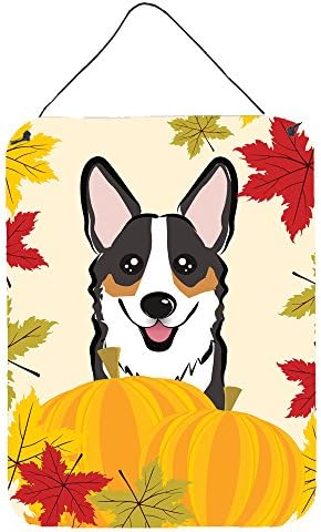 Caroline's Treasures BB2061DS1216 Tricolor Corgi Thanksgiving Wall or Door Hanging Prints Aluminum Metal Sign Kitchen Wall Bar Bathroom Plaque Home Decor Front Door Plaque, 12x16, Multicolor by CarolinesTreasures