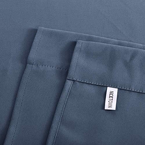NICETOWN Thermal Insulated Blackout Curtain Adjustable Tie Up Shade Rod Pocket Window Covering Panel for Bathroom Basement, Short Curtains fr Small Window, 52 Wide by 45" Long, 1 Panel, Stone Blue - Image 6