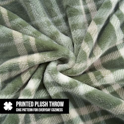 Lucky Brand Camper Plaid Olive Green 50"x70" Cozy Plush Blanket - Premium Microfiber Throw for Luxurious Comfort and Style