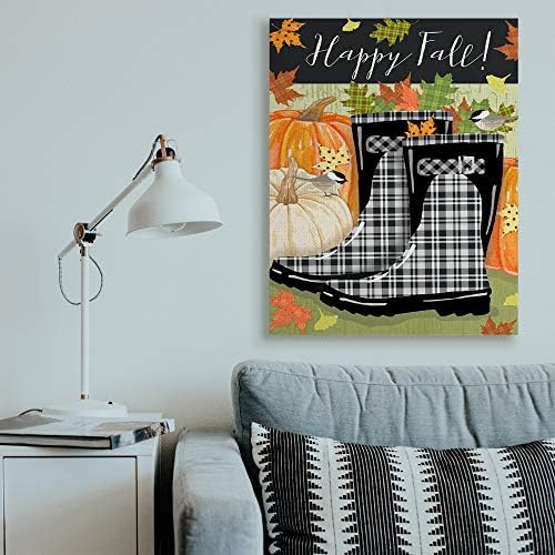 Happy Fall Phrase Black Rainboots, 36 x 48 Inch Canvas Wall Art - Image 3