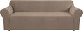 H.VERSAILTEX Stretch Couch Covers for Sofa 1 Piece Slipcovers for Couches and Sofas 3 Seater Couch Cover Feature Thick Checked Jacquard Fabric with Elastic Bottom(Large Sofa 90"-100" Wide, Macchiato)