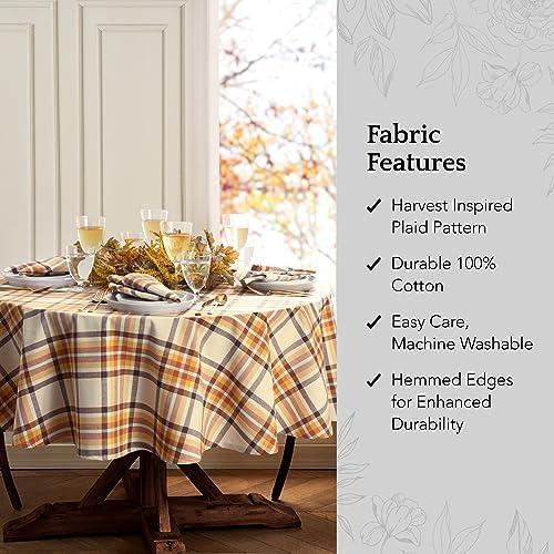 Threadmade Russet Harvest Woven Plaid Tablecloth, Multicolor - 60" W x 84" L Oval - Image 3