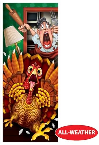 Beistle Wild Turkey Door Covers, 5’ x 30”, 2 Pieces – Plastic for Indoor & Outdoor Use – Easily Display, Thanksgiving Door Decorations, Thanksgiving Dinner Novelty Decor - Image 3