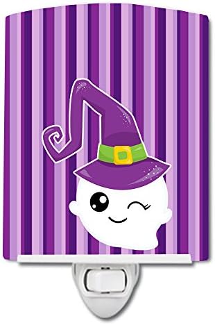 Caroline's Treasures BB6966CNL Halloween Ghost Witch Ceramic Night Light Compact, UL-Certified, Ideal for Bedroom, Bathroom, Nursery, Hallway, Kitchen, 6x4x3, Multicolor