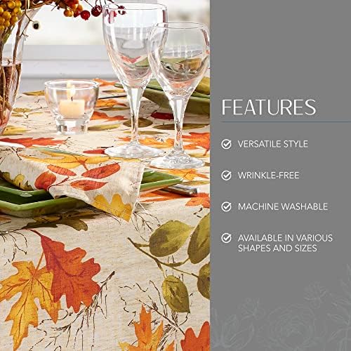 Threadmade Autumn Leaves Fall Printed Tablecloth, Multicolor - 52"W x 70"L - Image 3