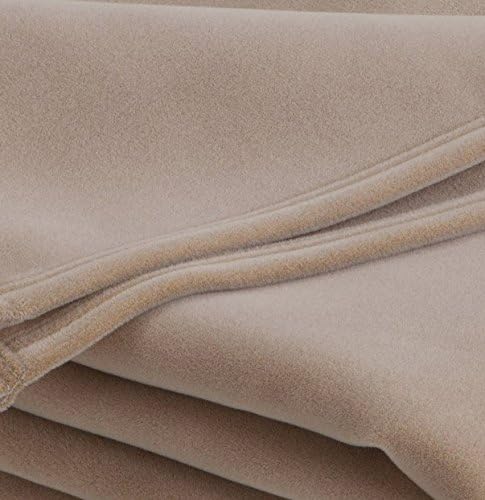 Vellux 1B07049 Original Insulating Core Hotel Style Solid Blanket Machine Washable Soft Cozy Warm Pet Friendly Bed Sofa Blankets, Twin, Beige (Pack of 2)