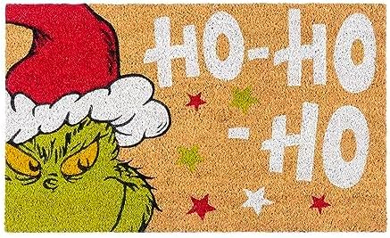 Gertmenian The Grinch Coir Doormat - 2x3 Welcome Mat (2-Pack), Ideal for High Traffic Areas in Front Door, Garage, Entryway - The Grinch Ho Ho Ho/Santa, 19597