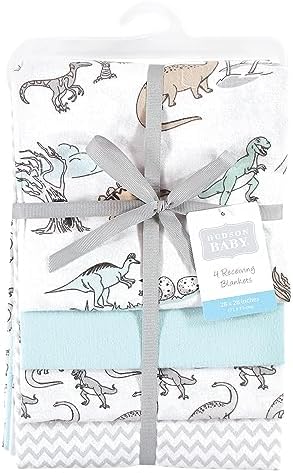 Hudson Baby Unisex Baby Cotton Flannel Receiving Blankets, Neutral Dino World, One Size - Image 2