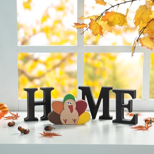 Glitzhome Interchangeable Home Sign with 10 Seasonal Icons Wooden Sign Table Top Shelf Decor for Holiday Farmhouse Door Welcome DIY Decor - Image 4