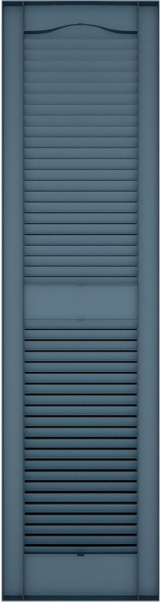 Ekena Millwork Lifetime Vinyl LL1S12X03100CB Standard Cathedral Top Center Mullion, Open Louver Vinyl Shutters, w/Installation Shutter-Lok's & Matching Screws (Per Pair), 12"W x 31"H, Classic Blue