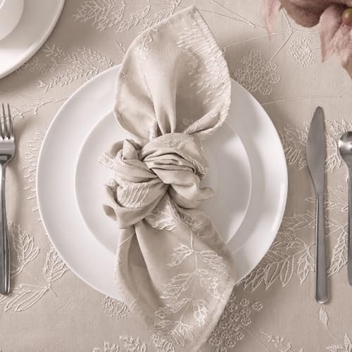 Laura Ashley Set of 6 Raised Embroidered Napkins, Cynthia Beige - Image 4