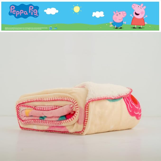 Peppa Pig Kids Bedding Soft Plush Sherpa Blanket Throw, 46 in x 60 in, (Officially Licensed Product) by Franco