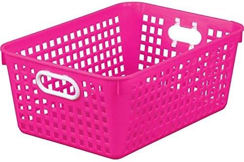 Really Good Stuff Large Plastic Storage Baskets with Handles - 6 Pack | 13.75" x 9.75" x 5", Neon Group Colors, for Books & Supplies, Organize Classroom & Home