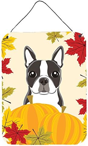 Caroline's Treasures BB2009DS1216 Boston Terrier Thanksgiving Wall or Door Hanging Prints Aluminum Metal Sign Kitchen Wall Bar Bathroom Plaque Home Decor Front Door Plaque, 12x16, Multicolor by CarolinesTreasures