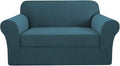 H.VERSAILTEX Loveseat Slipcover 2 Piece Stretch Loveseat Cover Couch Cover|Sofa Cover Suit for T Cushion/Box Cushion, Feature Small Checked Jacquard (58"-70", Deep Teal)