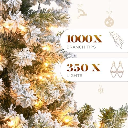 YITAHOME 7.5ft Snow Flocked Pencil Christmas Tree with Lights - Image 5